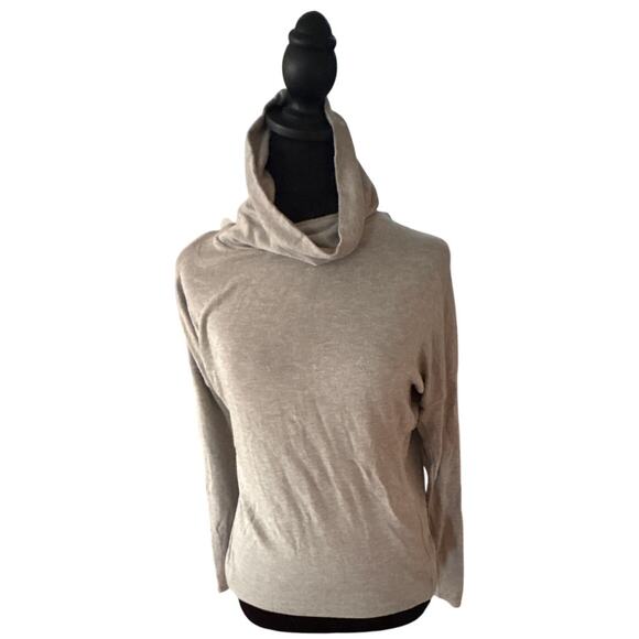 Lauren Ralph Lauren Ecru Gray Taupe Cowl Neck Modal Sweater M - Picture 1 of 6